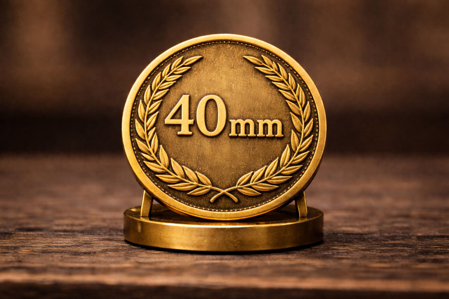 40mm brass coin with laurel wreath