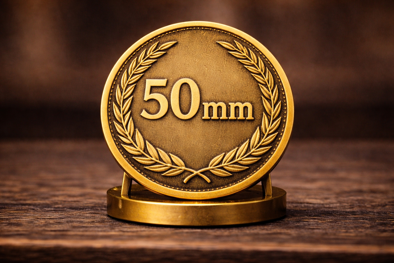 50mm brass coin with laurel wreath